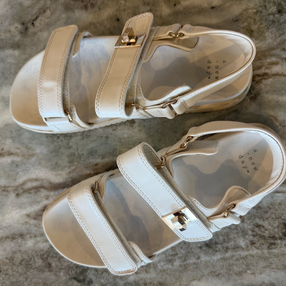 A New Day White Strap Sandals Size 8